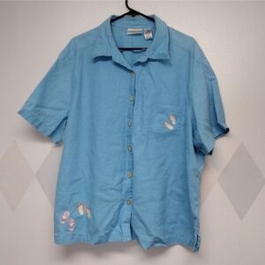 SunBay Cottons plus linen blend short sleeve button up shirt